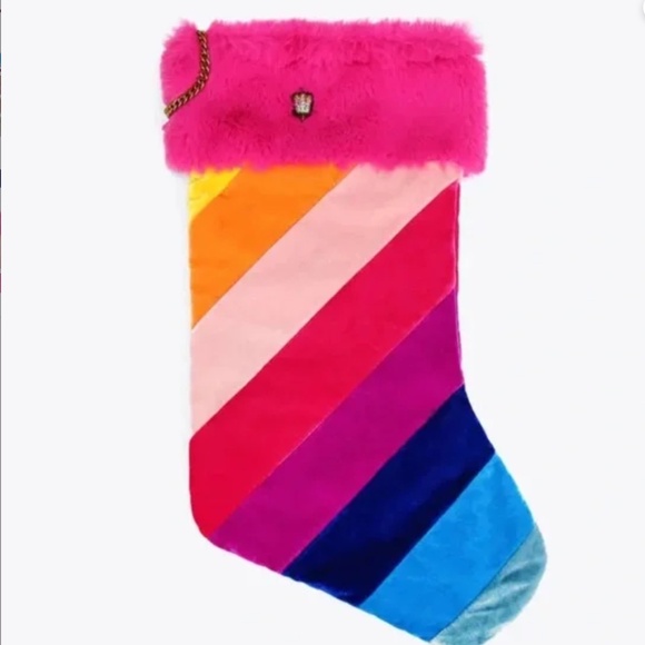 Kurt Geiger NWT Rainbow Velvet Large Christmas Stocking - Picture 1 of 6